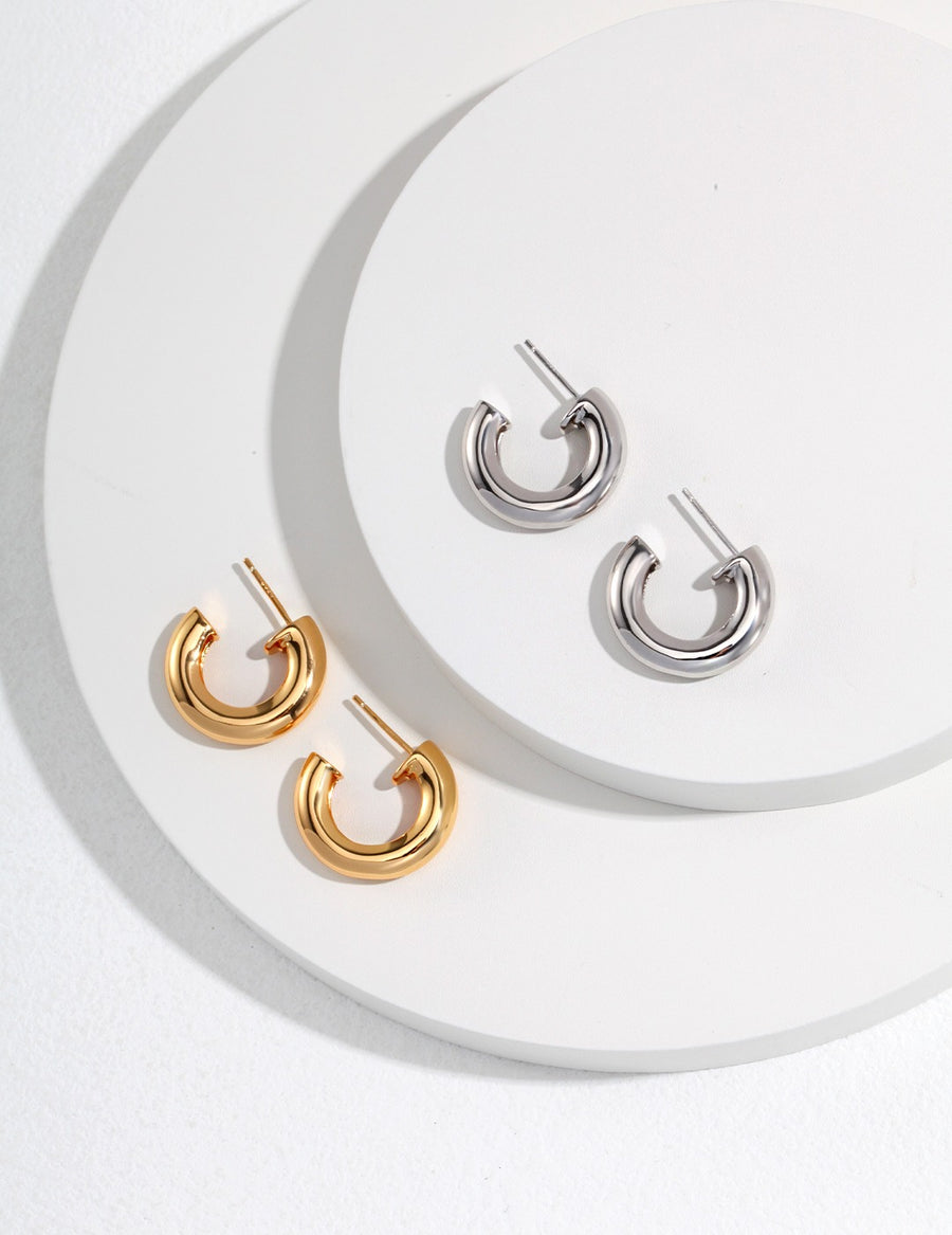 Chubby Cuff Hoop Earrings 18K gold plated 925 Silver