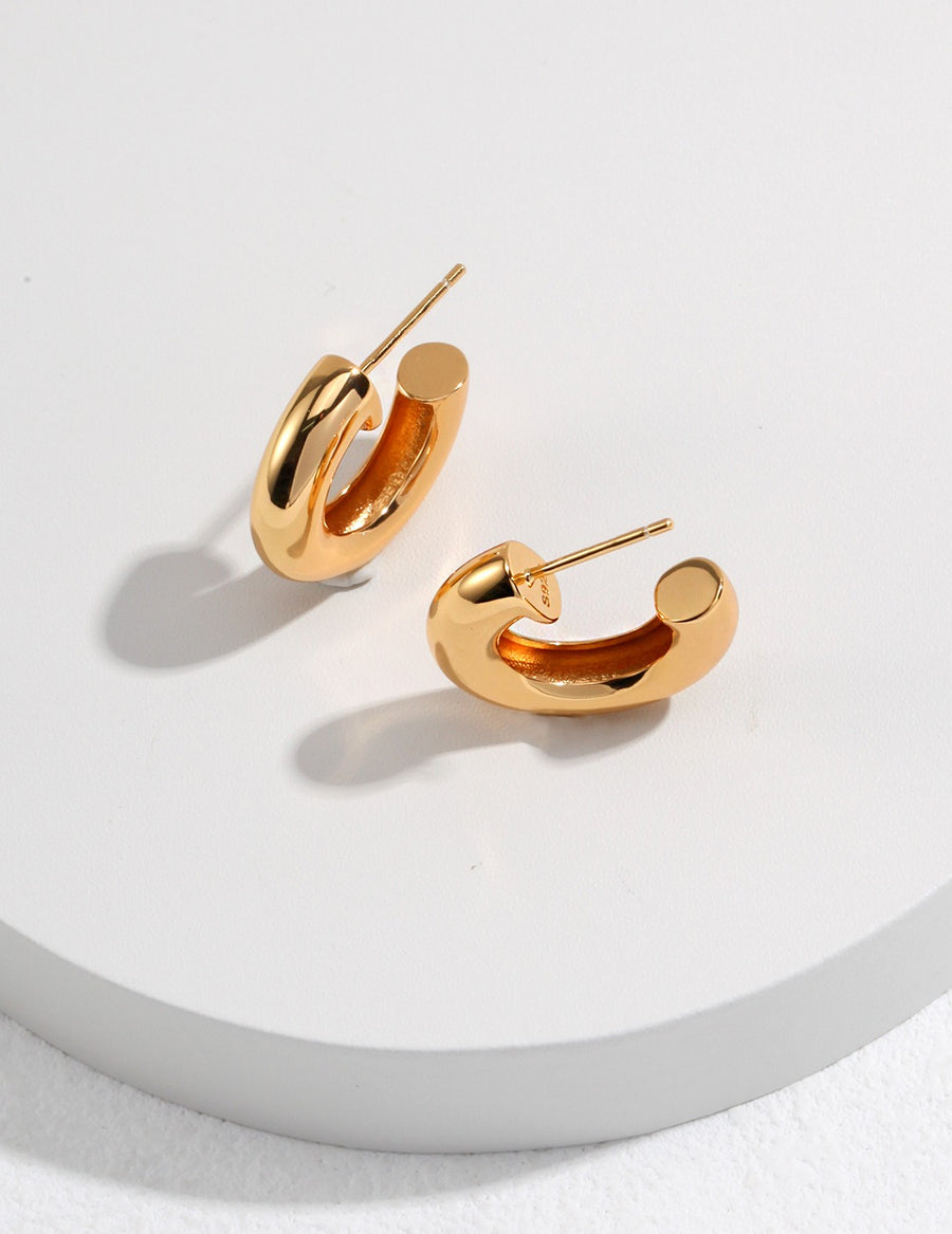 Chubby Cuff Hoop Earrings 18K gold plated 925 Silver