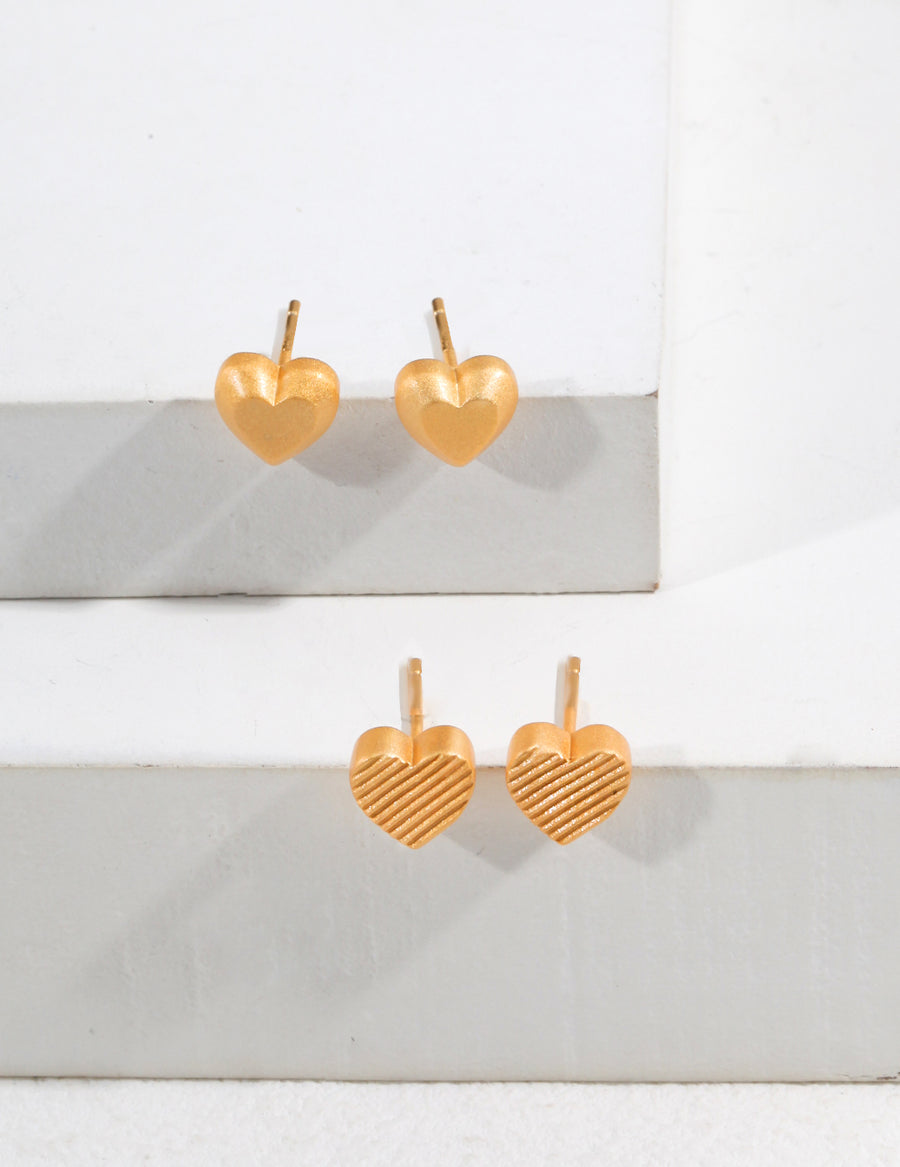 Heart Stud Earrings for Timeless Charm I Summer Essential I 925 Silver 18K Gold Plated