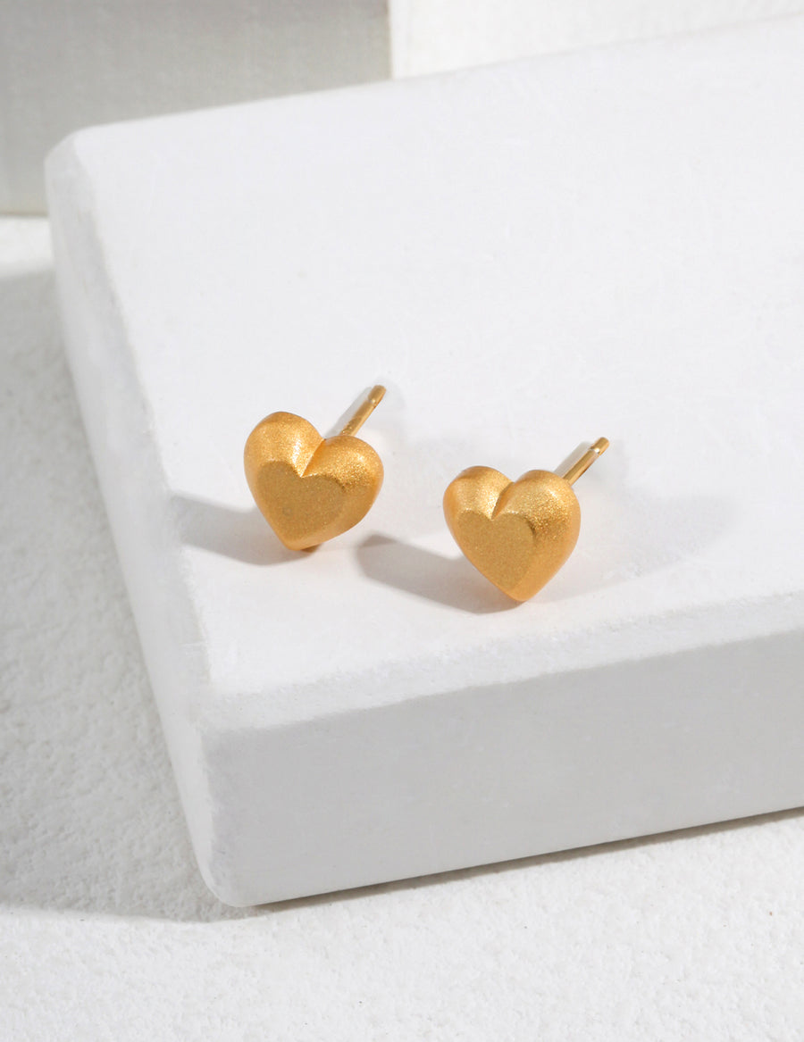 Heart Stud Earrings for Timeless Charm I Summer Essential I 925 Silver 18K Gold Plated